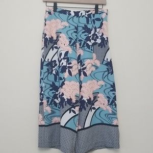 TOPSHOP Floral Print Wide Leg Baggy Crop Pants Size 6